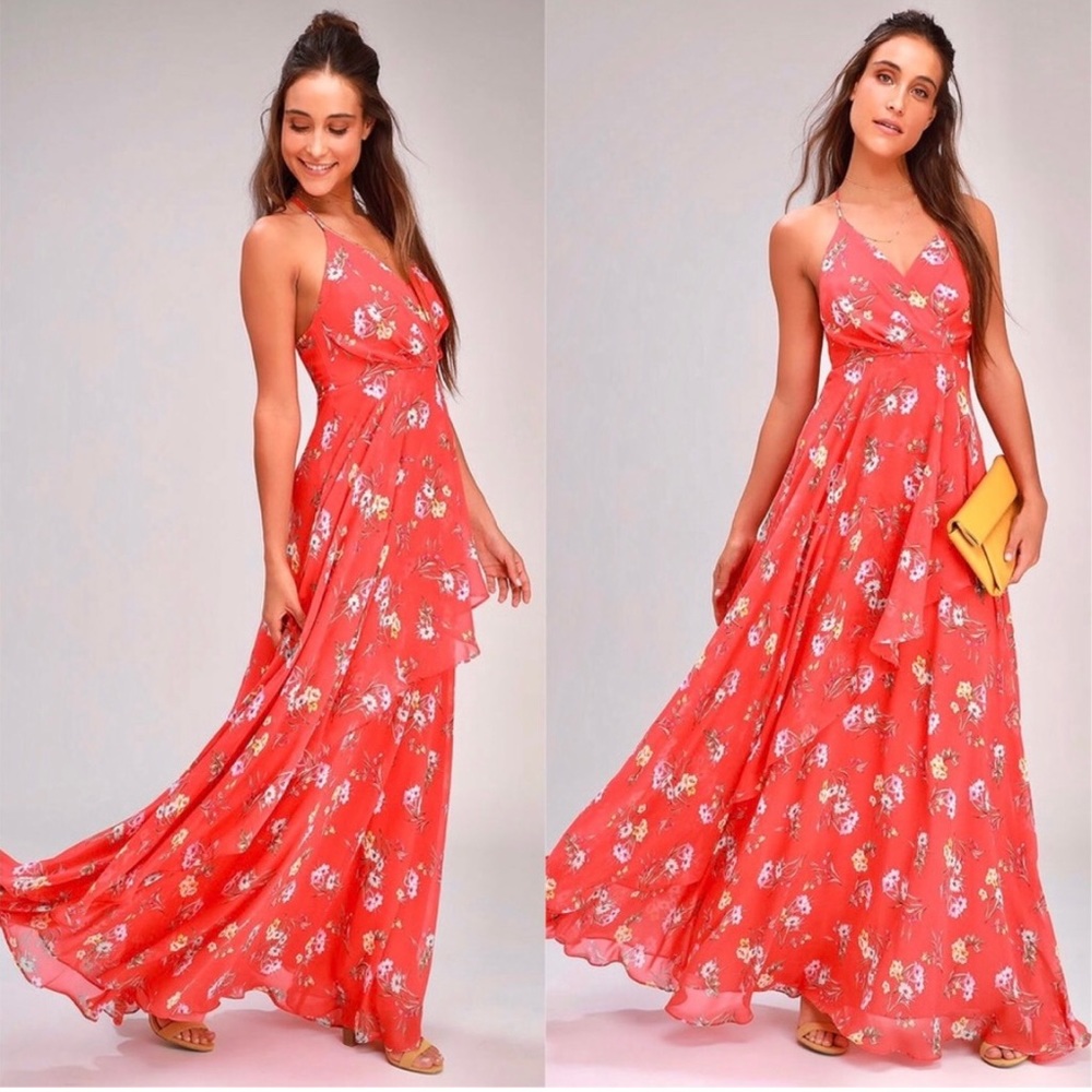 Lulu’s Floral Ruffled Formal/Casual Maxi Dress